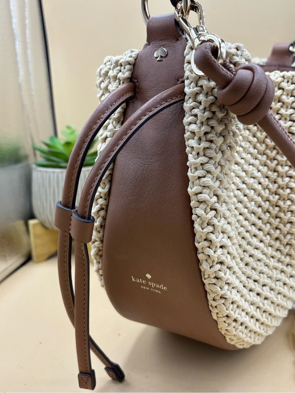 Kate Spade New York Pinch Straw Crossbody Bag